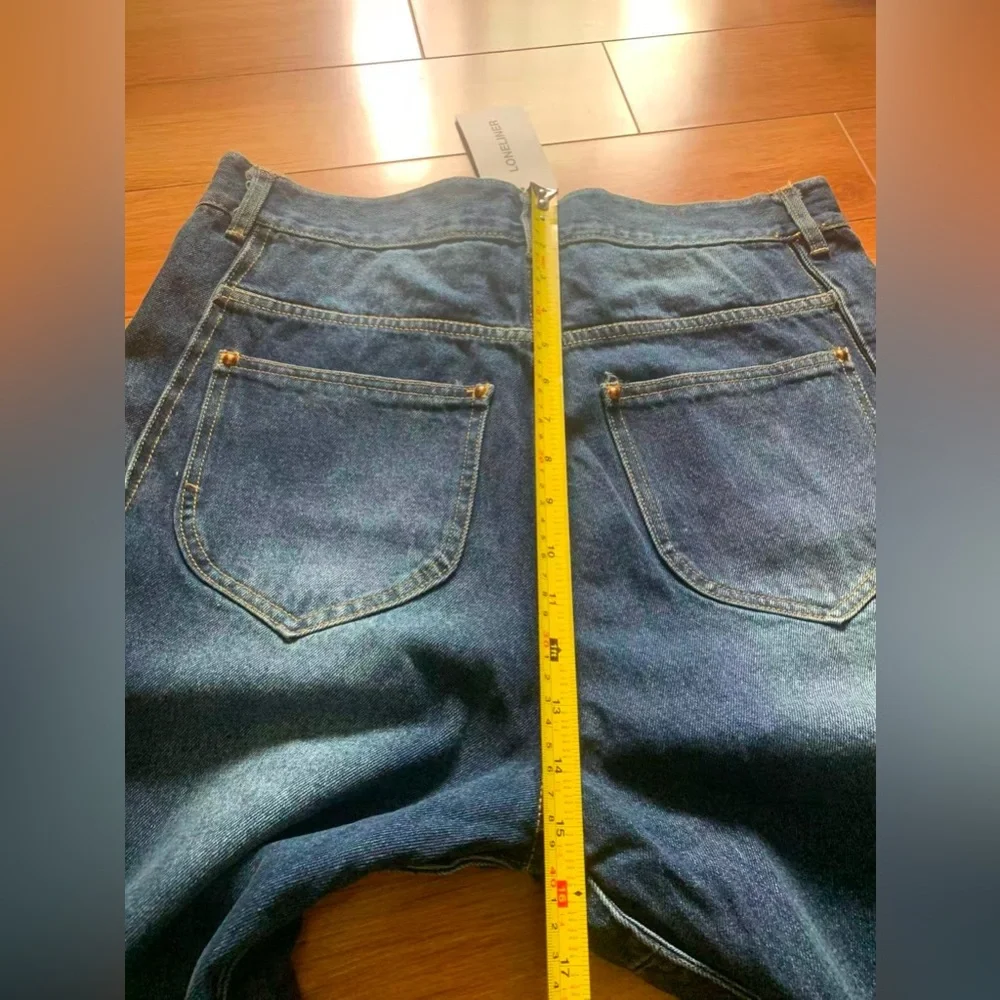 Men Trendy Wide Leg Wave‎ Design Jeans Influencer & Celebrity Inspired High Rise